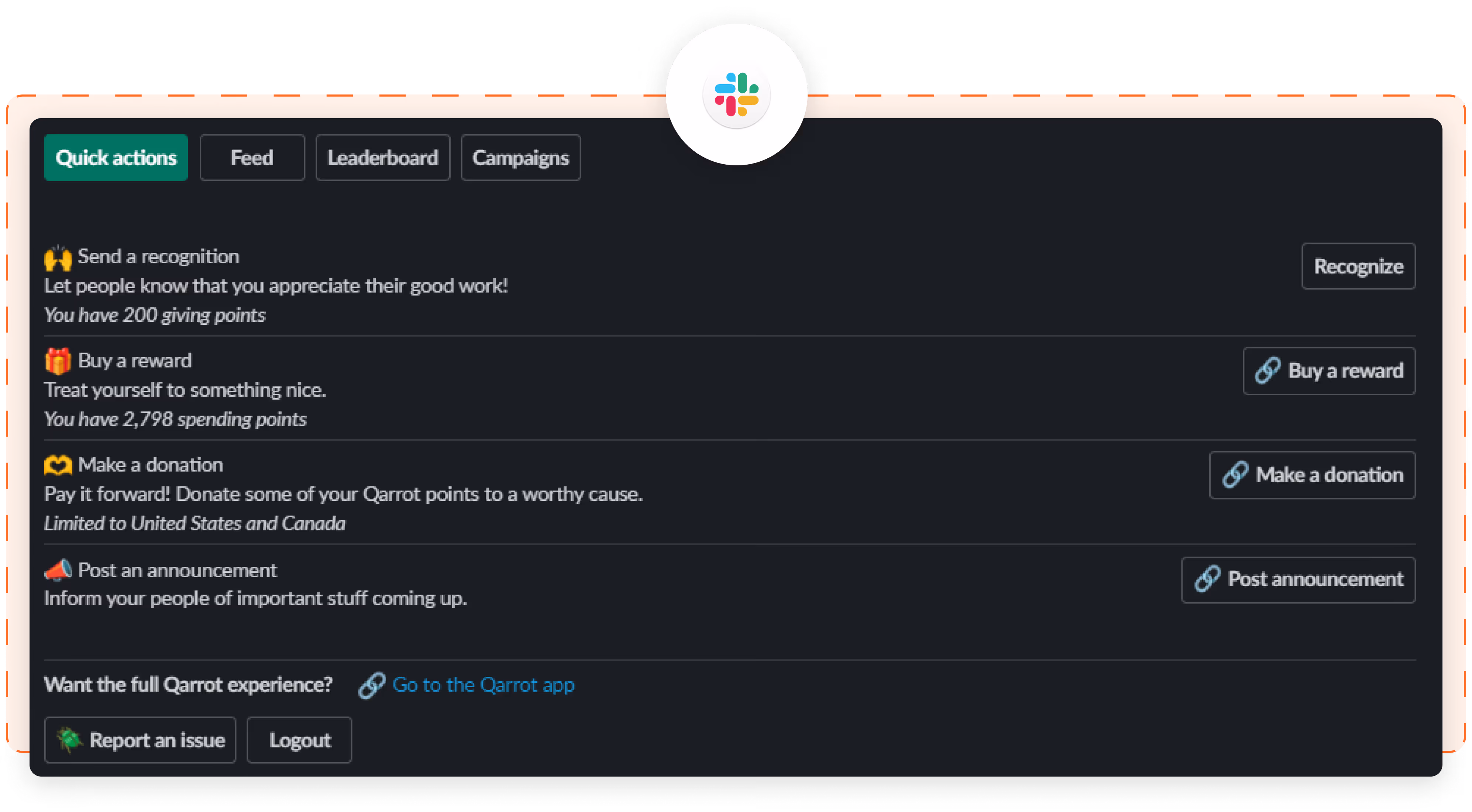 Qarrot in Slack